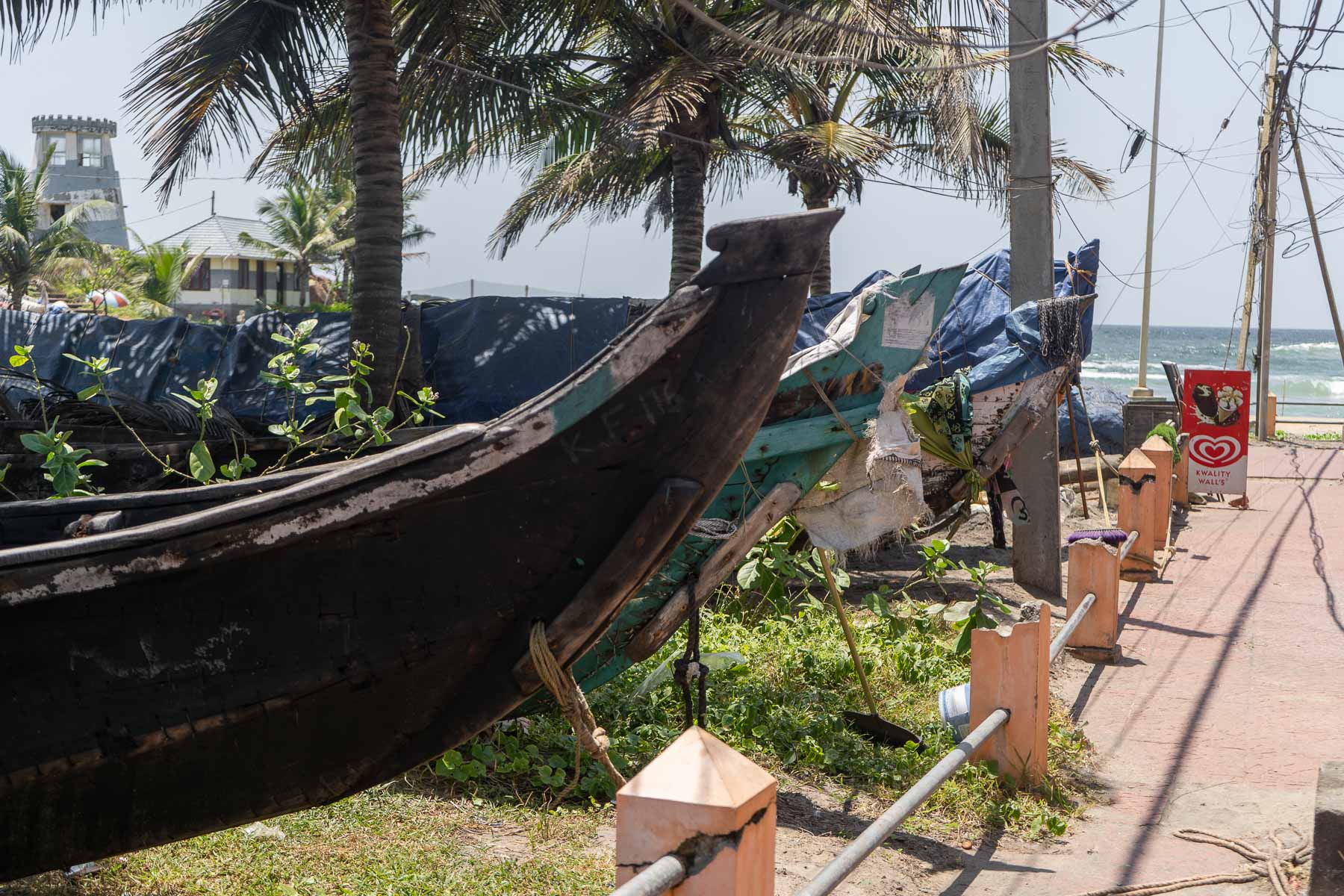 Fishing boats in kovalam beach - trivandrum